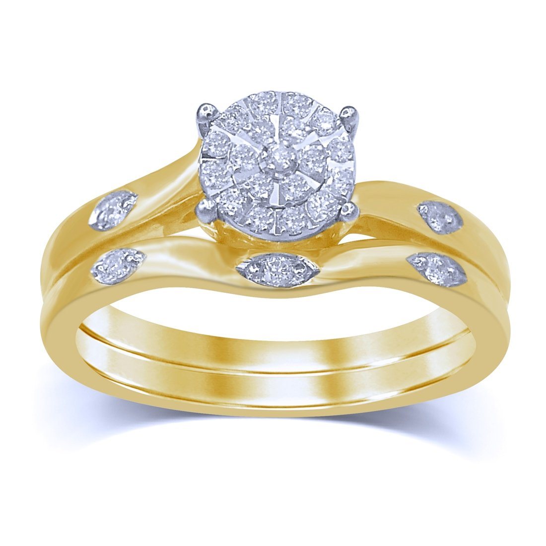 Martina Two Ring Set with 0.15ct of Diamonds in 9ct Yellow Gold Rings Bevilles 