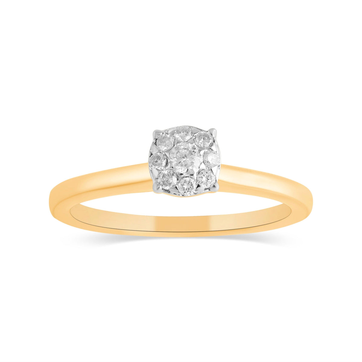 Solitaire Look Diamond Ring with 0.15ct of Diamonds in 9ct Yellow Gold Rings Bevilles 