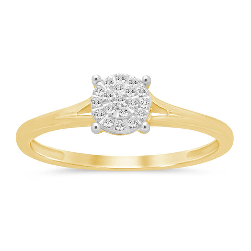 Brilliant Claw Solitaire Look Ring with 0.05ct of Diamonds in 9ct Yellow Gold Rings Bevilles 