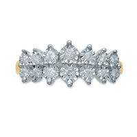 Brilliant Set Two Row Ring with 1/4ct of Diamonds in 9ct Yellow Gold Rings Bevilles 