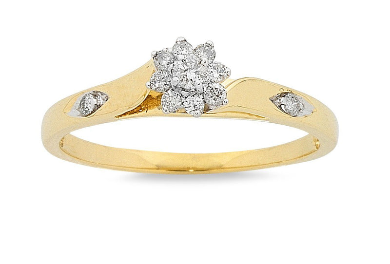 Twin Ring Set with 1/4ct of Diamonds in 9ct Yellow Gold Rings Bevilles 