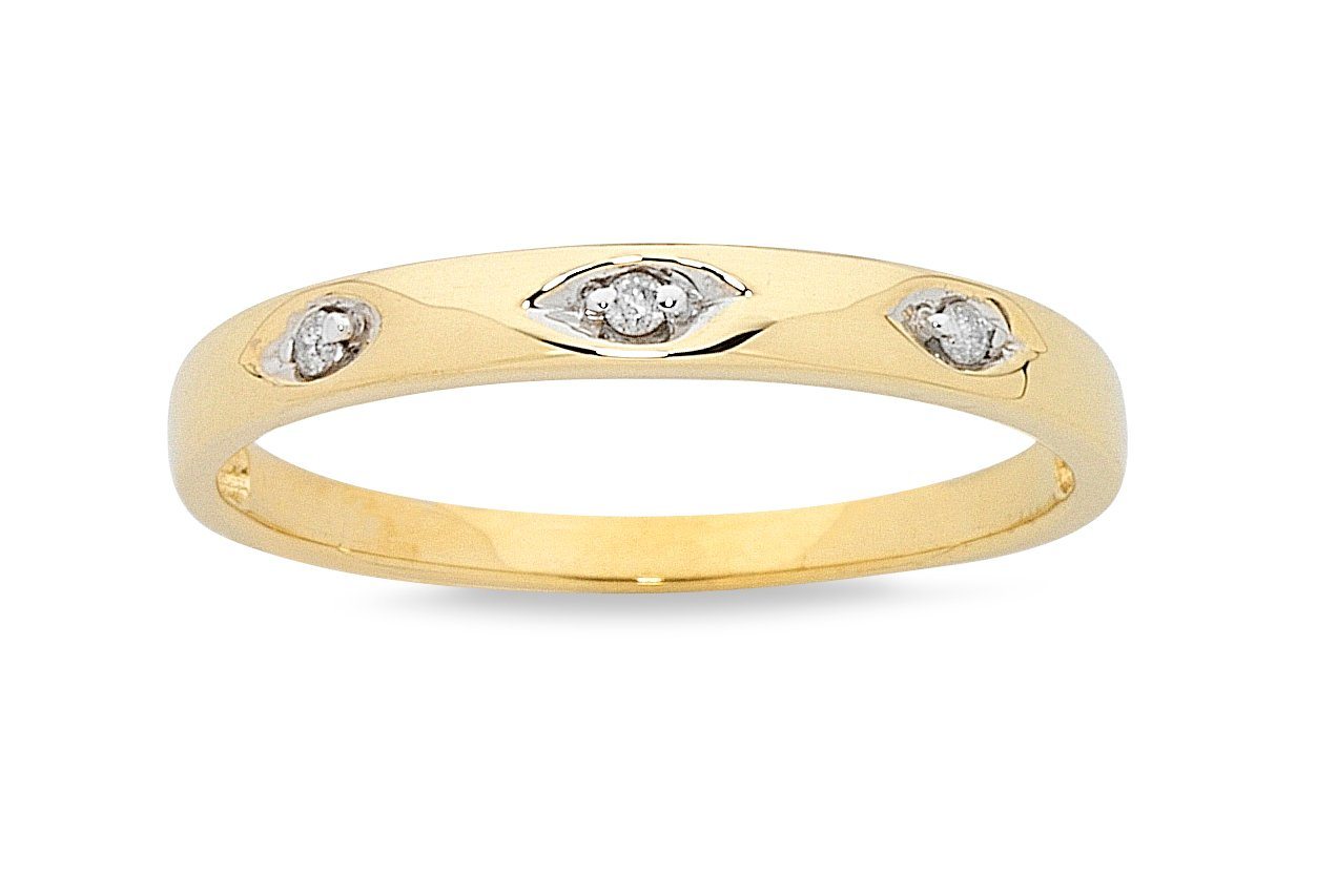 Twin Ring Set with 1/4ct of Diamonds in 9ct Yellow Gold Rings Bevilles 