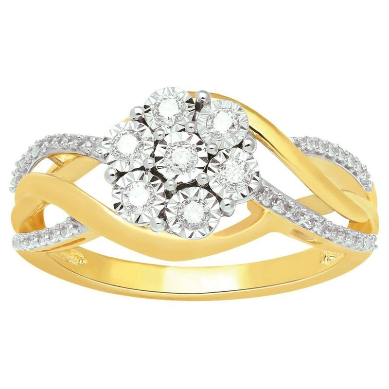 Miracle Flower Ring with 1/4ct of Diamonds in 9ct Yellow Gold Rings Bevilles 