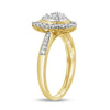 Miracle Double Halo Pear Ring with 1/5ct of Diamonds in 9ct Yellow Gold Rings Bevilles 