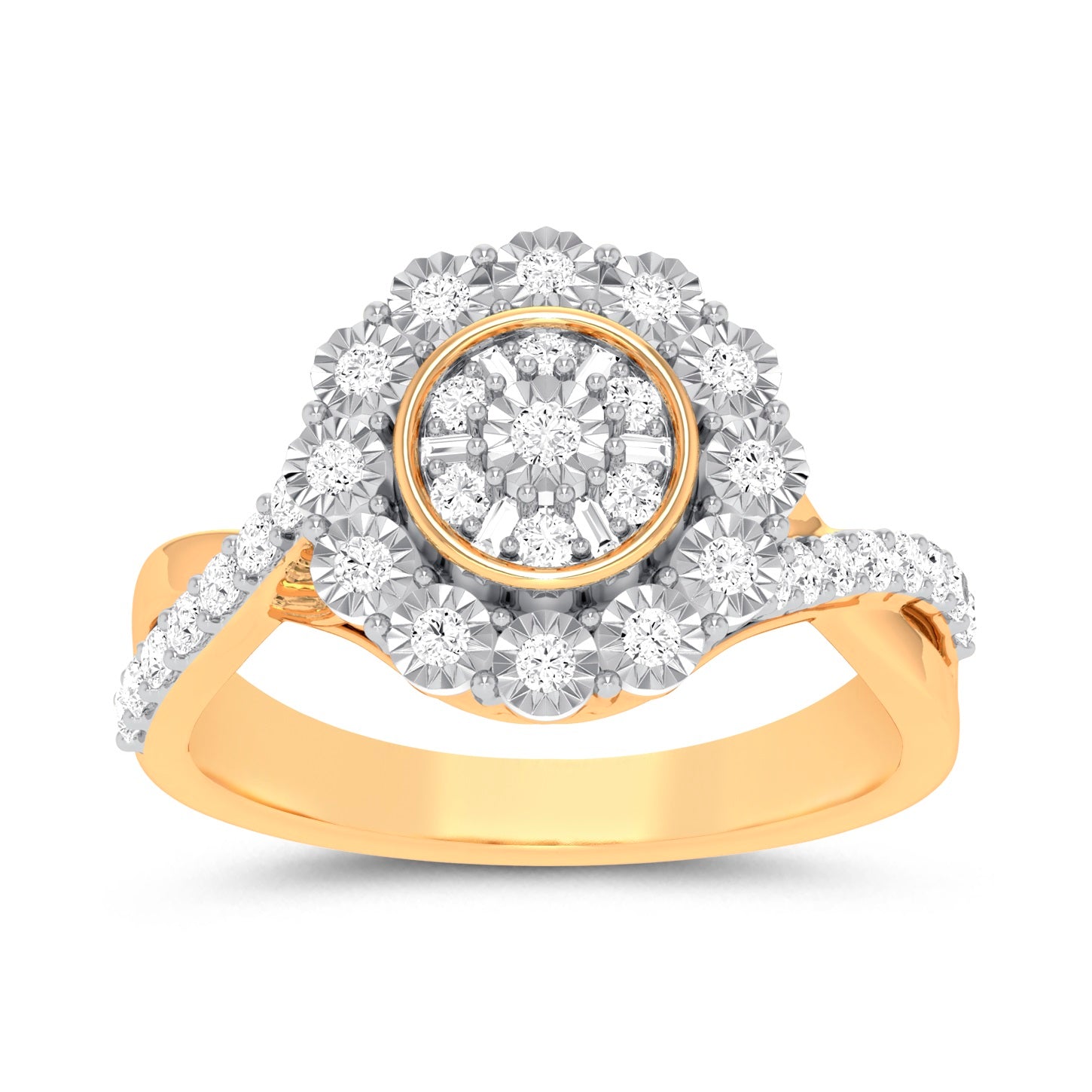 Miracle Crossover Ring with 1/2ct of Diamonds in 9ct Yellow Gold Rings Bevilles 