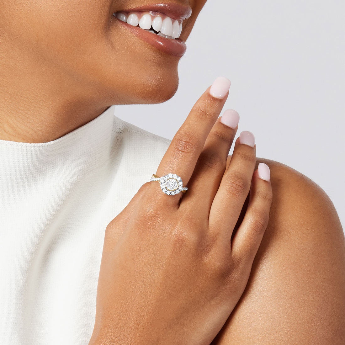 Miracle Crossover Ring with 1/2ct of Diamonds in 9ct Yellow Gold Rings Bevilles 