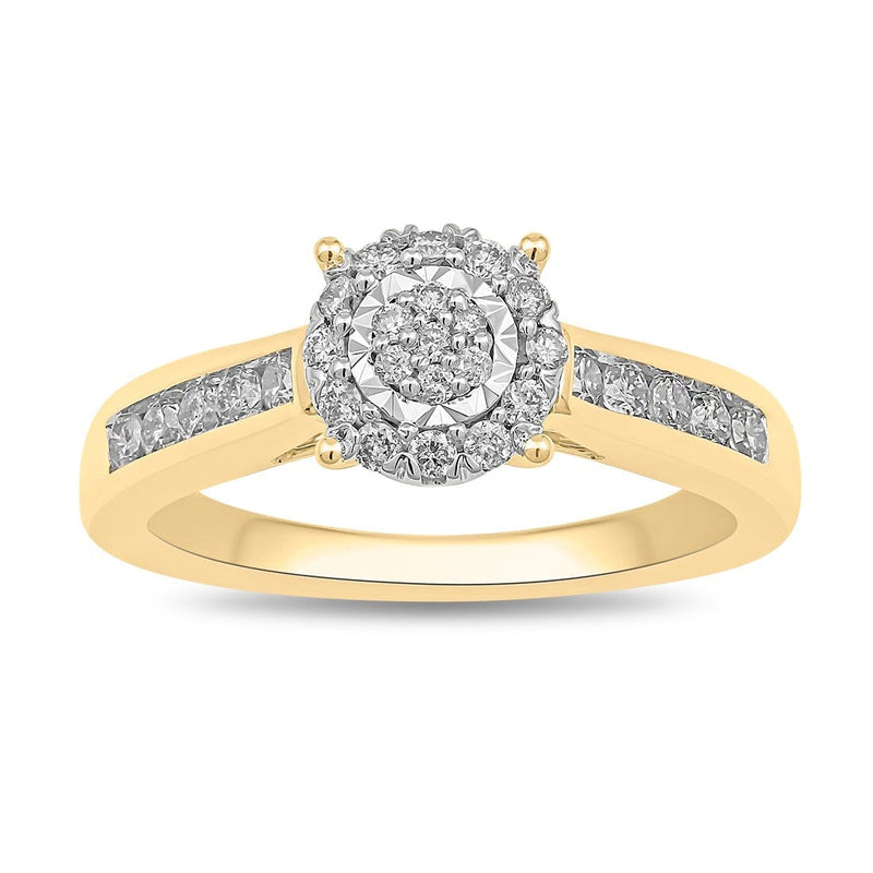 Love Myself Halo Ring with 0.40ct of Diamonds in 9ct Yellow Gold Rings Bevilles 