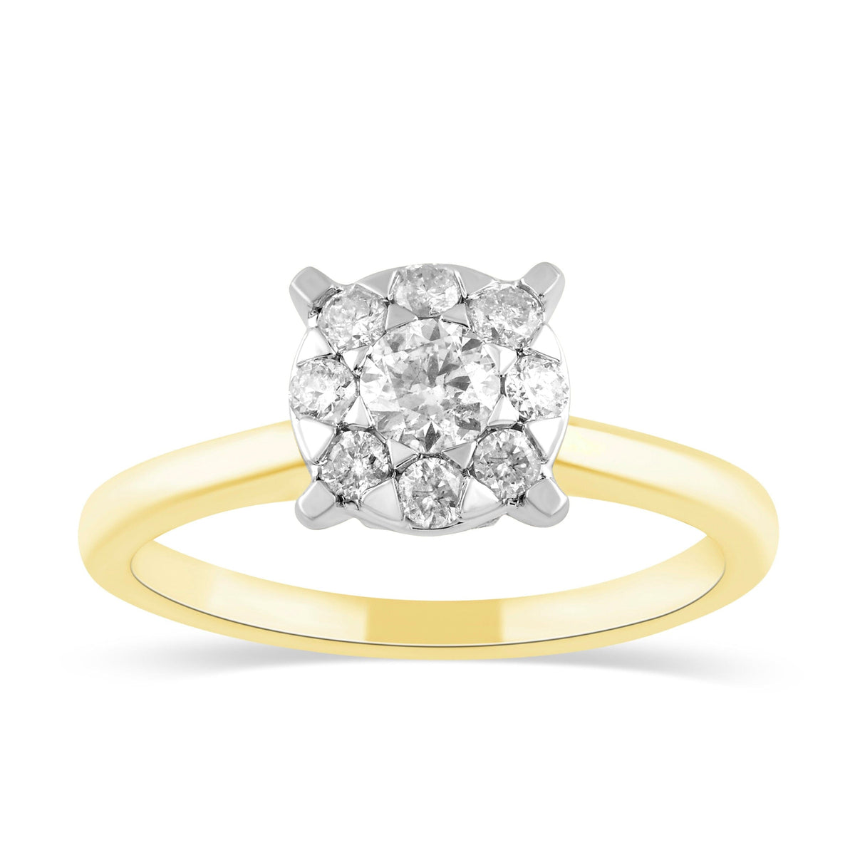 Solitaire Look Diamond Ring with1/2ct of Diamonds in 9ct Yellow Gold Rings Bevilles 