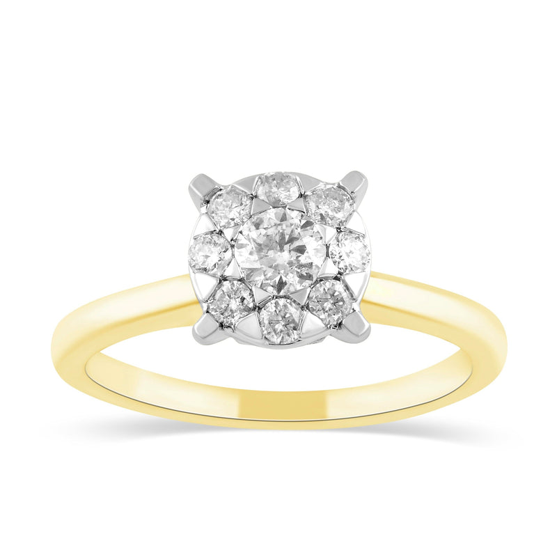 Solitaire Look Diamond Ring with1/2ct of Diamonds in 9ct Yellow Gold Rings Bevilles 