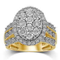 Brilliant Miracle Halo Ring with 1.00ct of Diamonds in 9ct Yellow Gold Rings Bevilles 