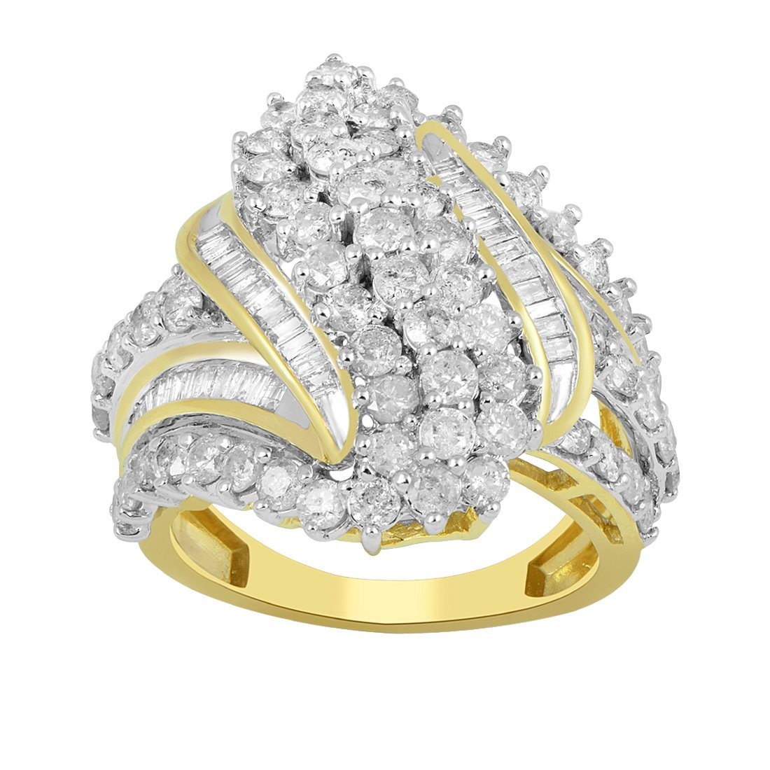Wave Ring with 3.00ct of Diamonds in 9ct Yellow Gold Rings Bevilles 