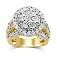 Brilliant Miracle Cluster Halo Ring with 2.00ct of Diamonds in 9ct Yellow Gold Rings Bevilles 