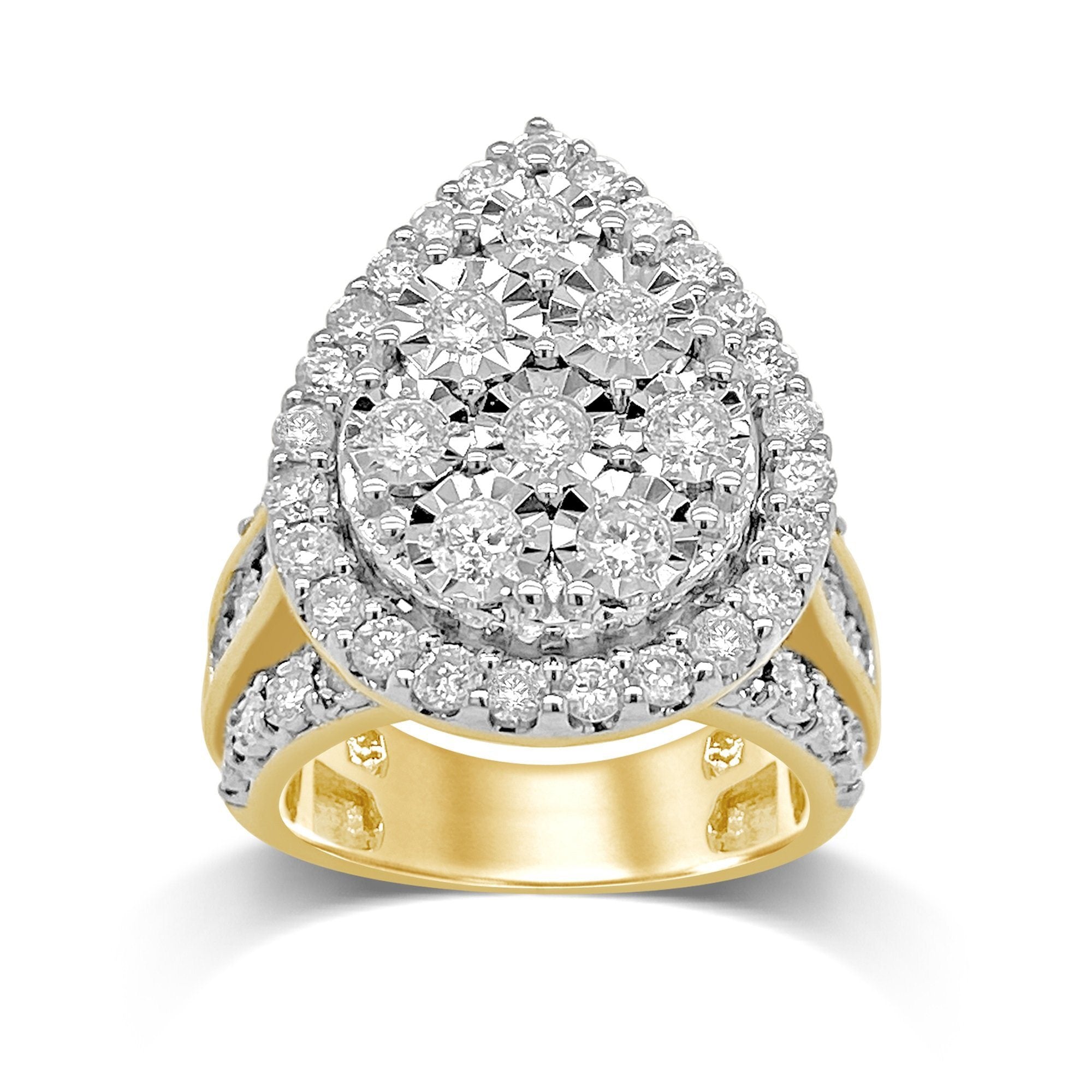 Miracle Halo Pear Ring with 2.00ct of Diamonds in 9ct Yellow Gold Rings Bevilles 
