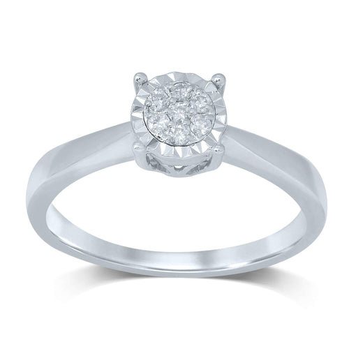 Brilliant Illusion Miracle Ring with 0.10ct of Diamonds in 9ct White Gold Rings Bevilles 