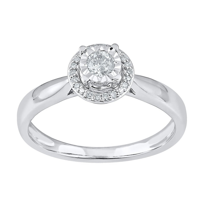 Miracle Plate Halo Ring with 0.18ct of Diamonds in 9ct White Gold Rings Bevilles 