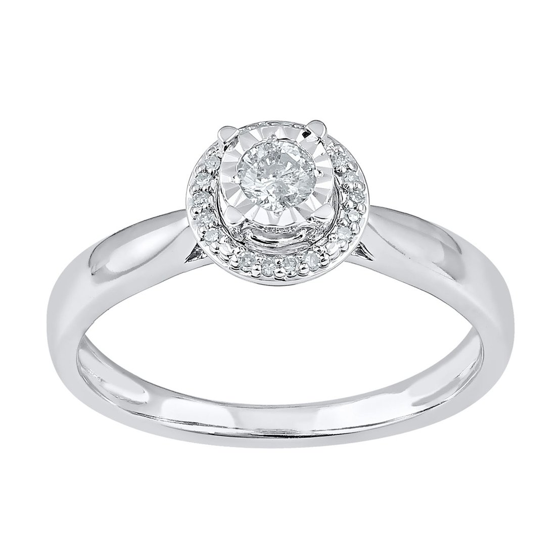 Miracle Plate Halo Ring with 0.18ct of Diamonds in 9ct White Gold Rings Bevilles 