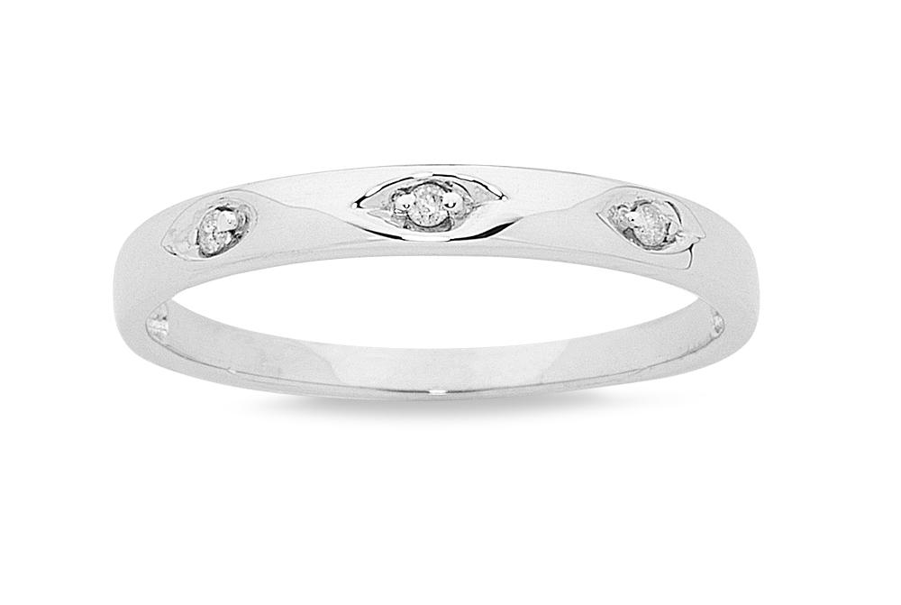 Twin Ring Set with 1/4ct of Diamonds in 9ct White Gold Rings Bevilles 