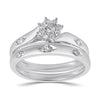 Twin Ring Set with 1/4ct of Diamonds in 9ct White Gold Rings Bevilles 