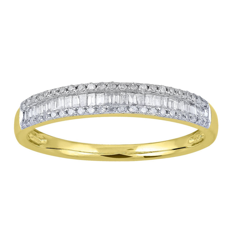 Baguette Channel Ring with 1/4ct of Diamonds in 9ct Yellow Gold Rings Bevilles 