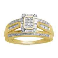 9ct Yellow Gold 0.50ct Diamond Invisible Princess Ring Rings Bevilles 