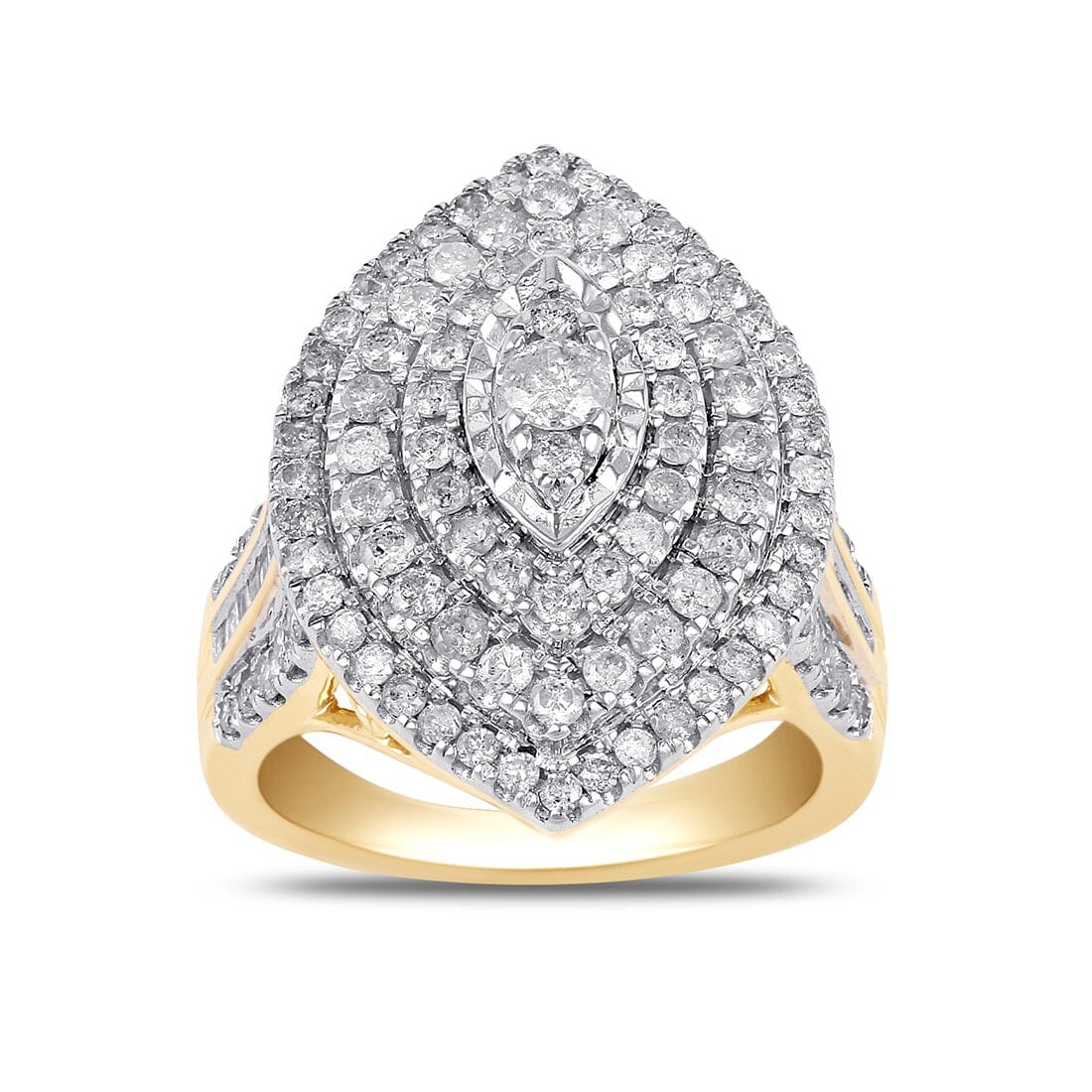 Marquise Shape Ring with 1.50ct of Diamonds in 9ct Yellow Gold Rings Bevilles 