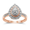 Double Pear Halo Ring with 1/5ct of Diamonds in 9ct Rose Gold Rings Bevilles 