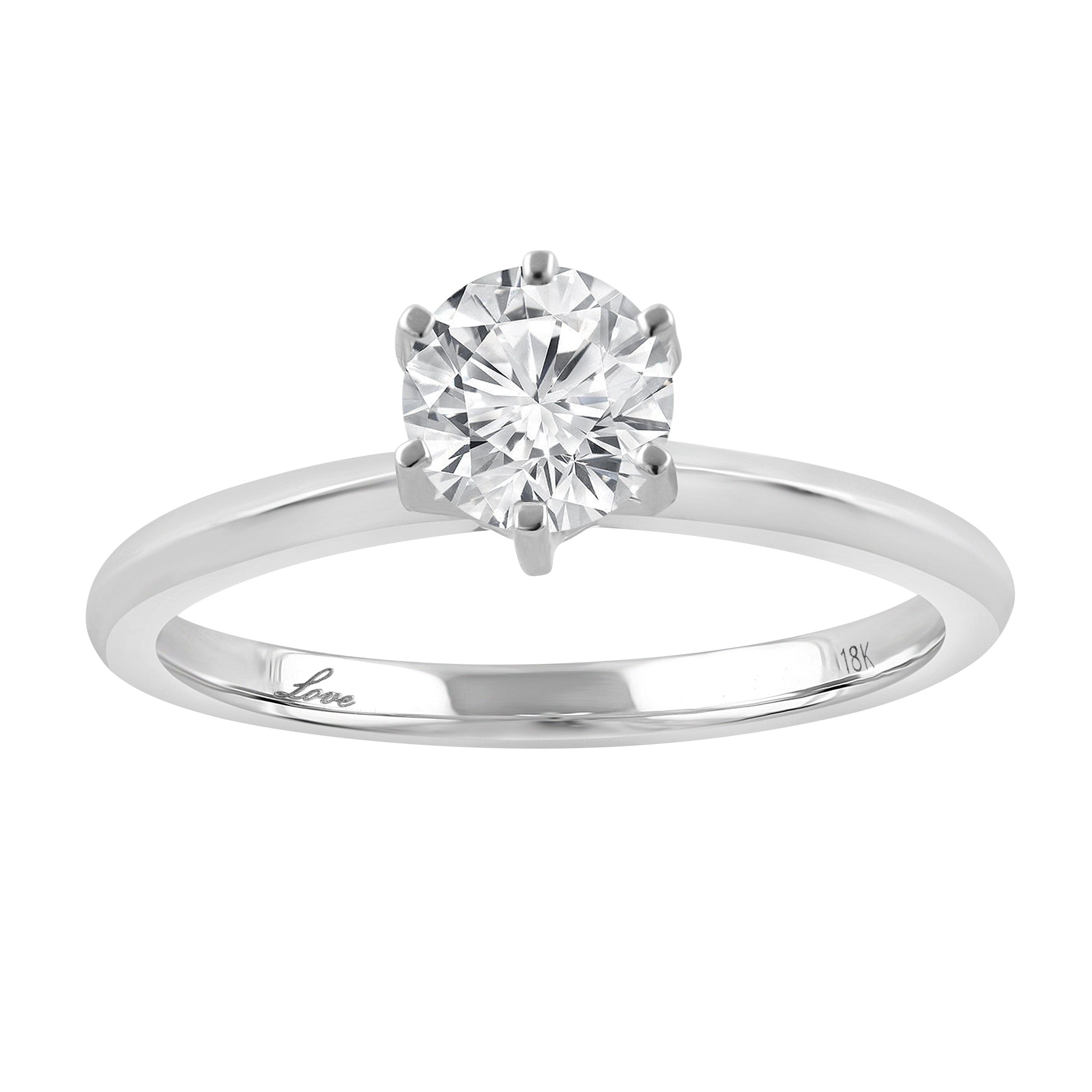 Facets of Love Solitaire Ring with 0.70ct of Diamonds in 18ct White Gold Rings Bevilles 