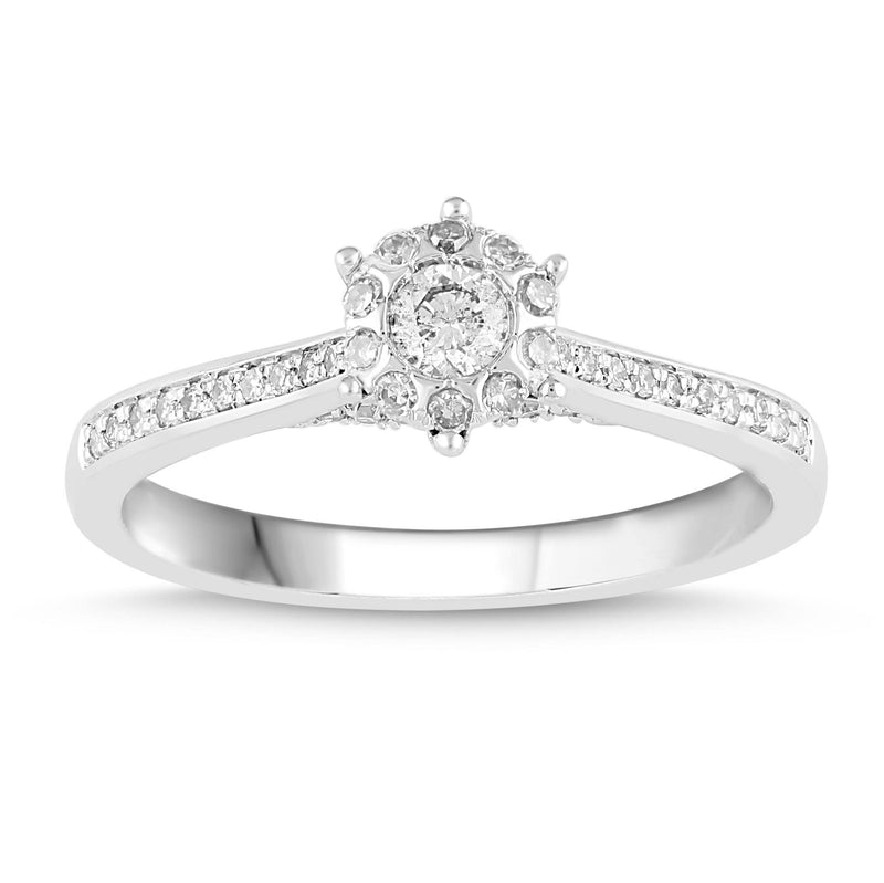 Brilliant Star Ring with 0.30ct of Diamonds in 18ct White Gold Rings Bevilles 