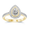 Facets of Love Pear Halo Ring with 1/2ct of Diamonds in 18ct Yellow Gold Rings Bevilles 