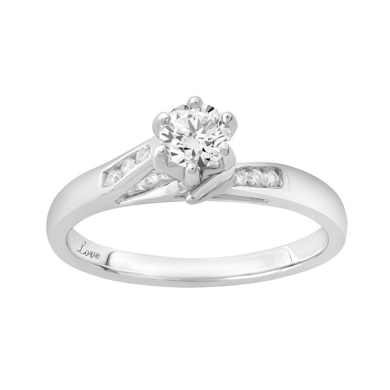 Facets of Love Solitaire Ring with 1/4ct of Diamonds in 18ct White Gold Rings Bevilles 
