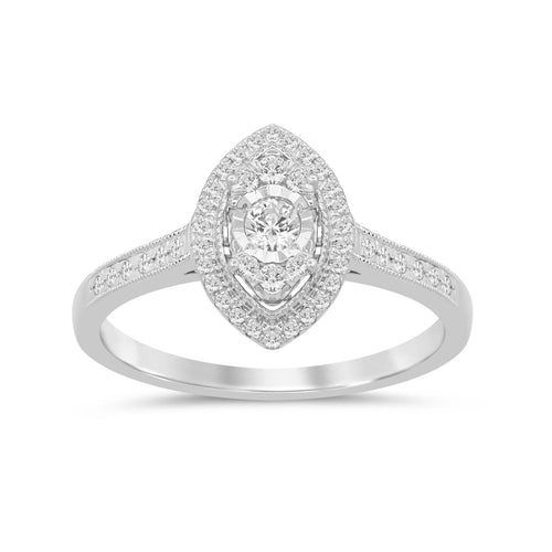 Facets of Love Marquis Shaped Ring with 1/4ct of Diamonds in 18ct White Gold Rings Bevilles 