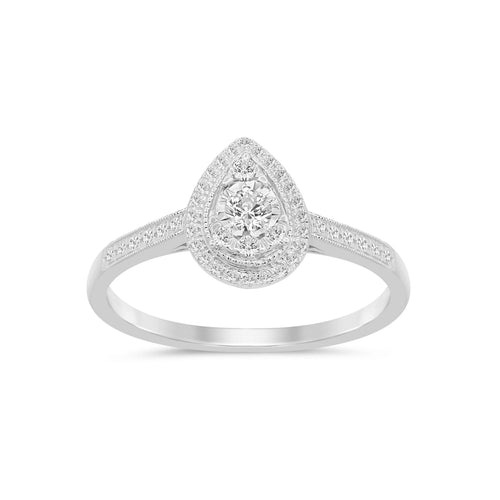 Facets of Love Pear Shaped Ring with 1/4ct of Diamonds in 18ct White Gold Rings Bevilles 