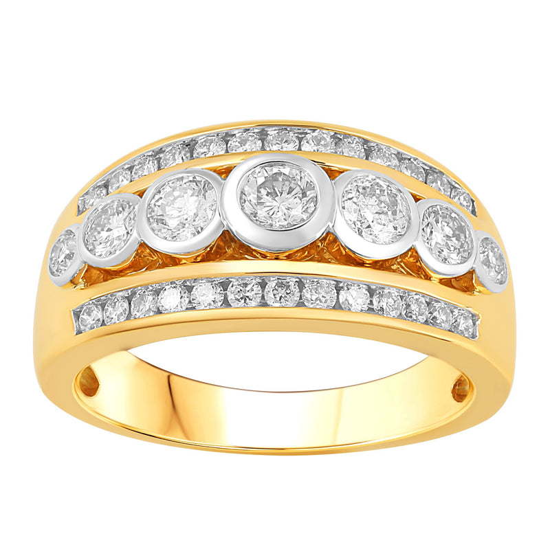 18ct Two Tone Gold 1.00ct Diamond Ring Rings Bevilles 