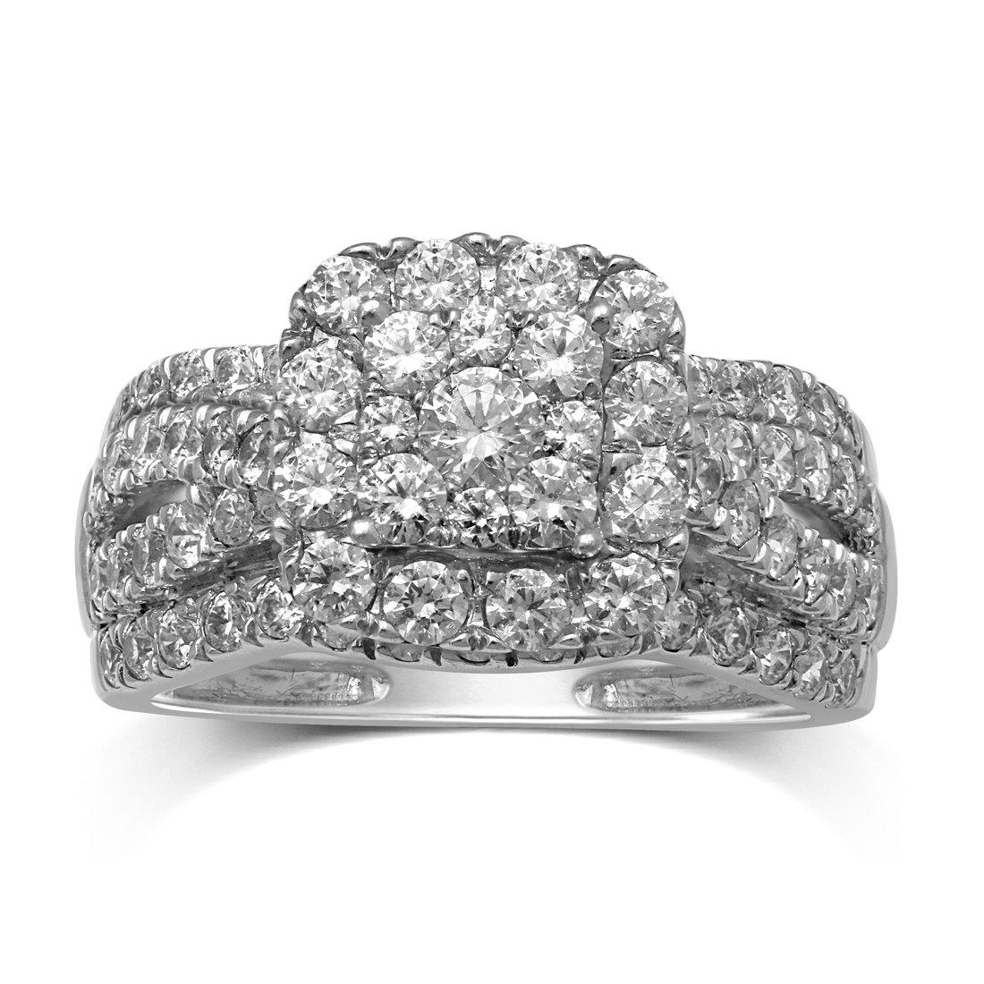 Square Mirage Ring with 1.50ct of Diamonds in 9ct White Gold Rings Bevilles 