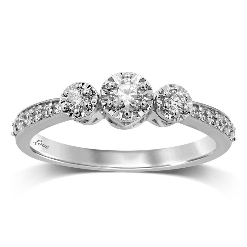 Facets of Love Triple Halo Ring with 0.30ct of Diamonds in 18ct White Gold Rings Bevilles 