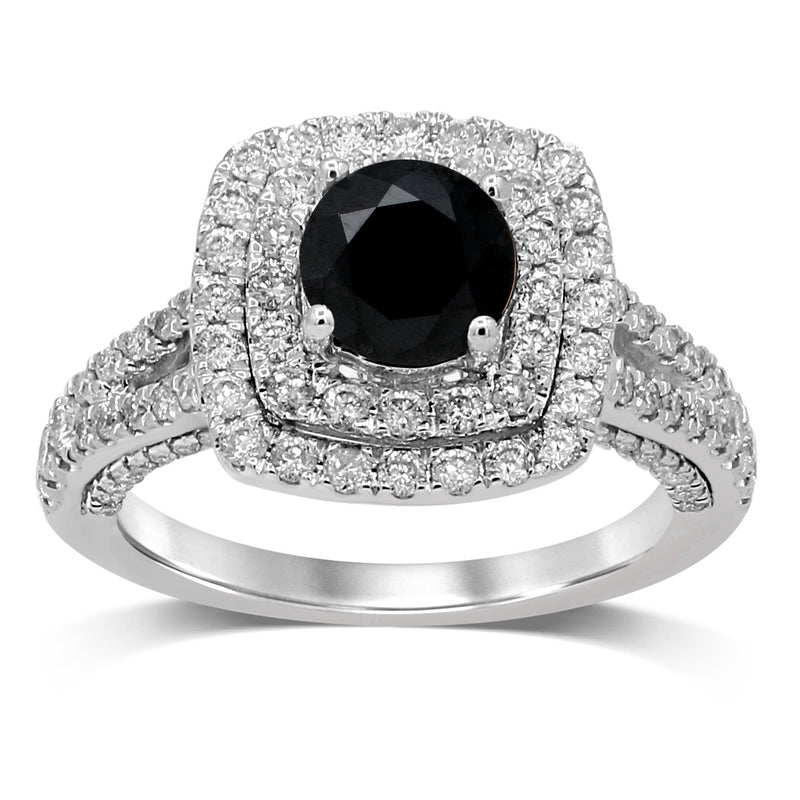 Black Diamond Solitaire Ring with 2.50ct of Diamonds in 18ct White Gold Rings Bevilles 