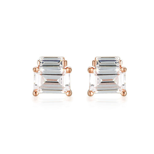 GEORGINI EMILIO ROSE GOLD DOUBLE BAGUETTE EARRINGS Bevilles Jewellers 