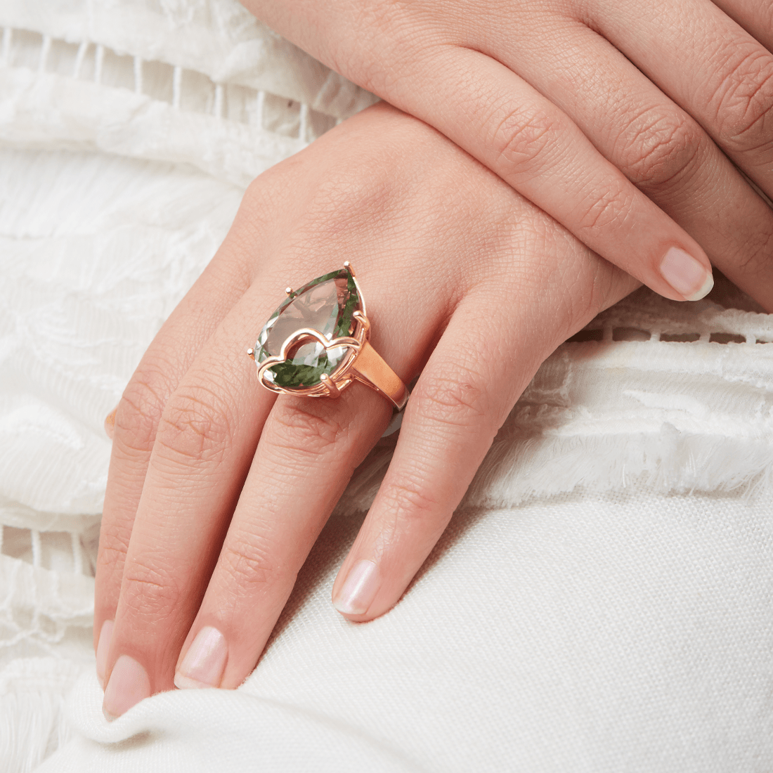 Rose gold green amethyst ring discount