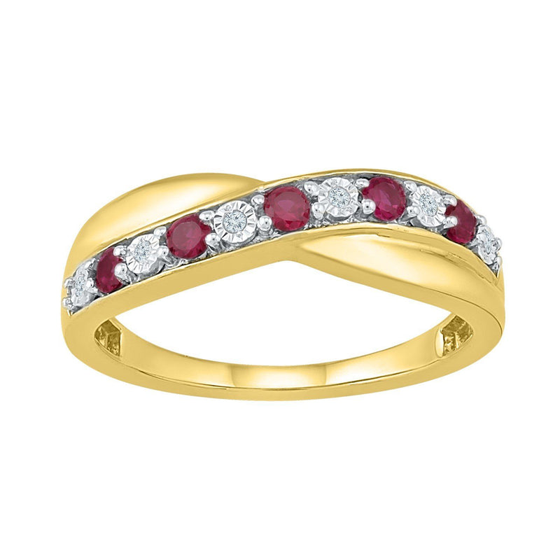 9ct Yellow Gold & Ruby Diamond Ring Rings Bevilles 