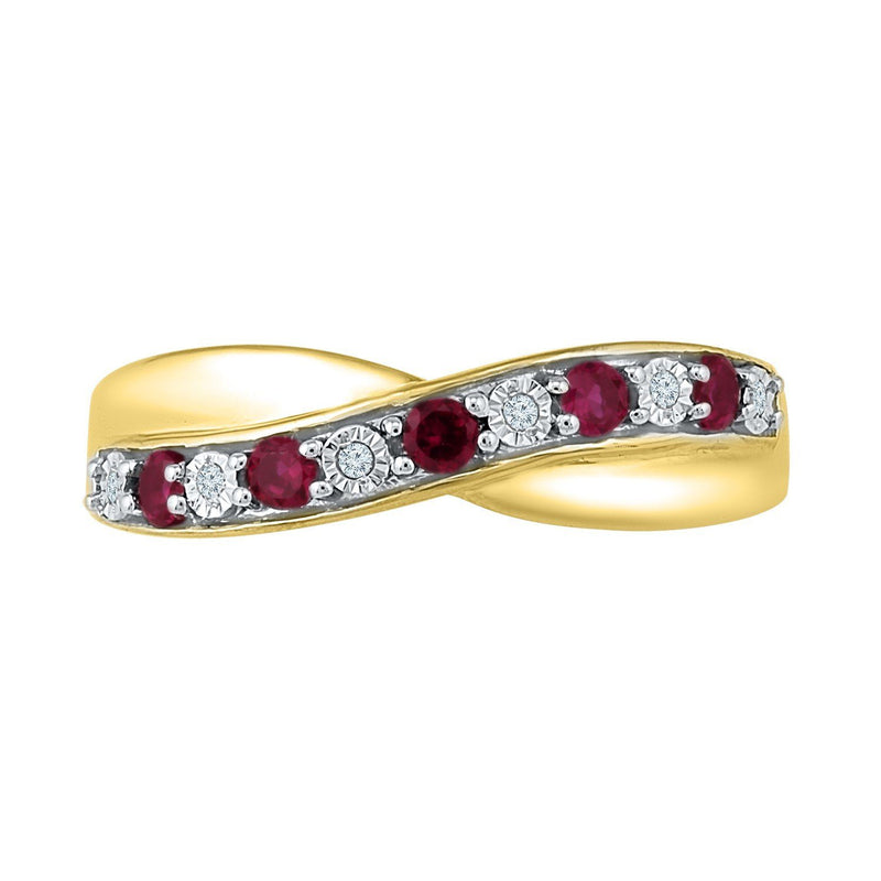 9ct Yellow Gold & Ruby Diamond Ring Rings Bevilles 