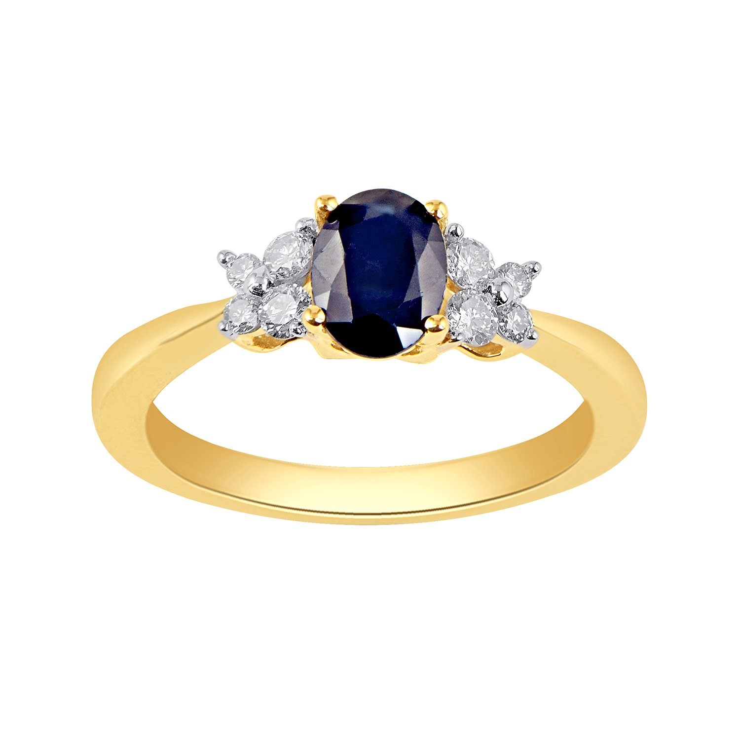 Sapphire Ring with 1/5ct of Diamonds in 9ct Yellow Gold Rings Bevilles 
