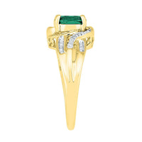 9ct Yellow Gold Created Emerald and Diamond Ring Rings Bevilles 