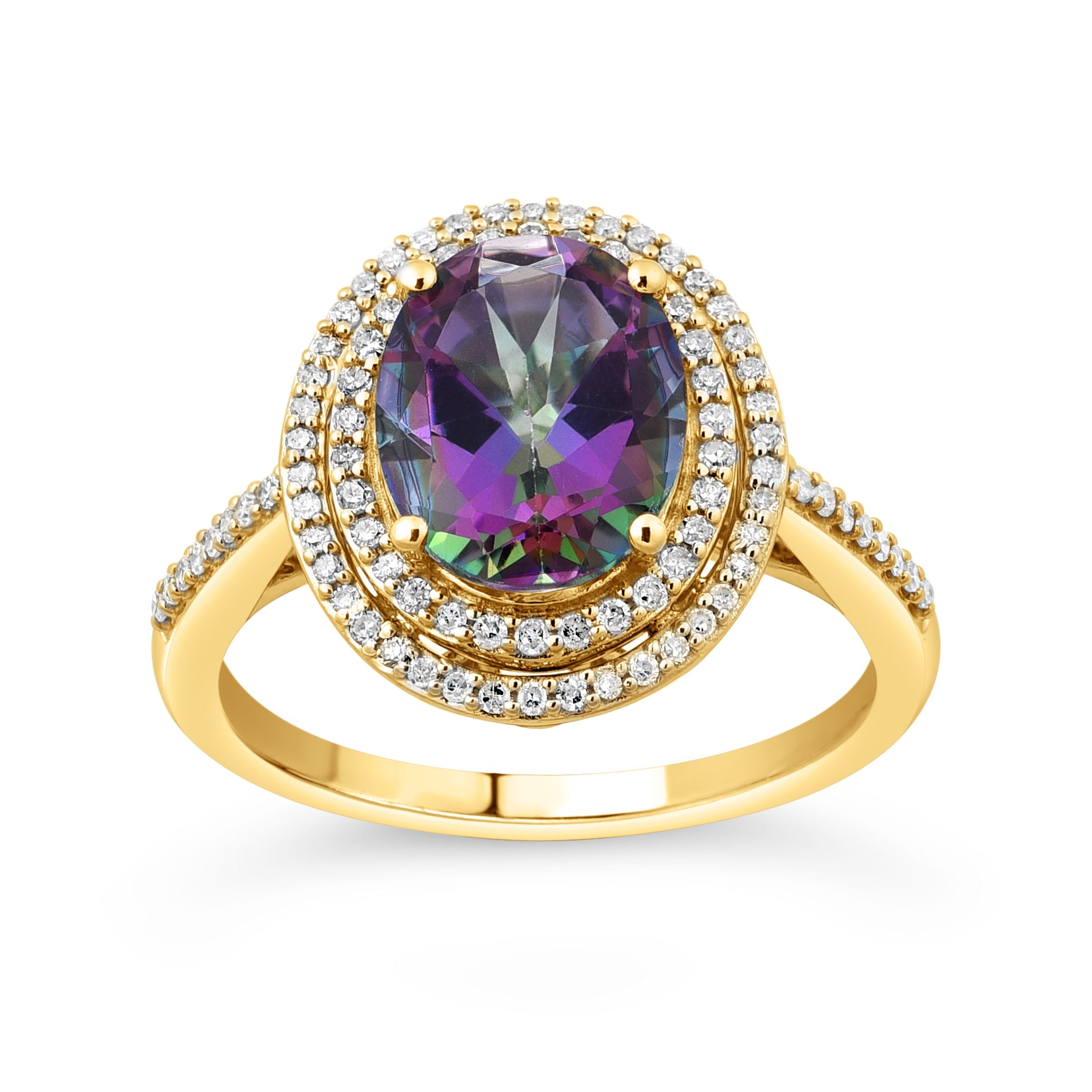 Mystic Topaz Ring with 1/4ct of Diamonds in 9ct Yellow Gold Rings Bevilles 