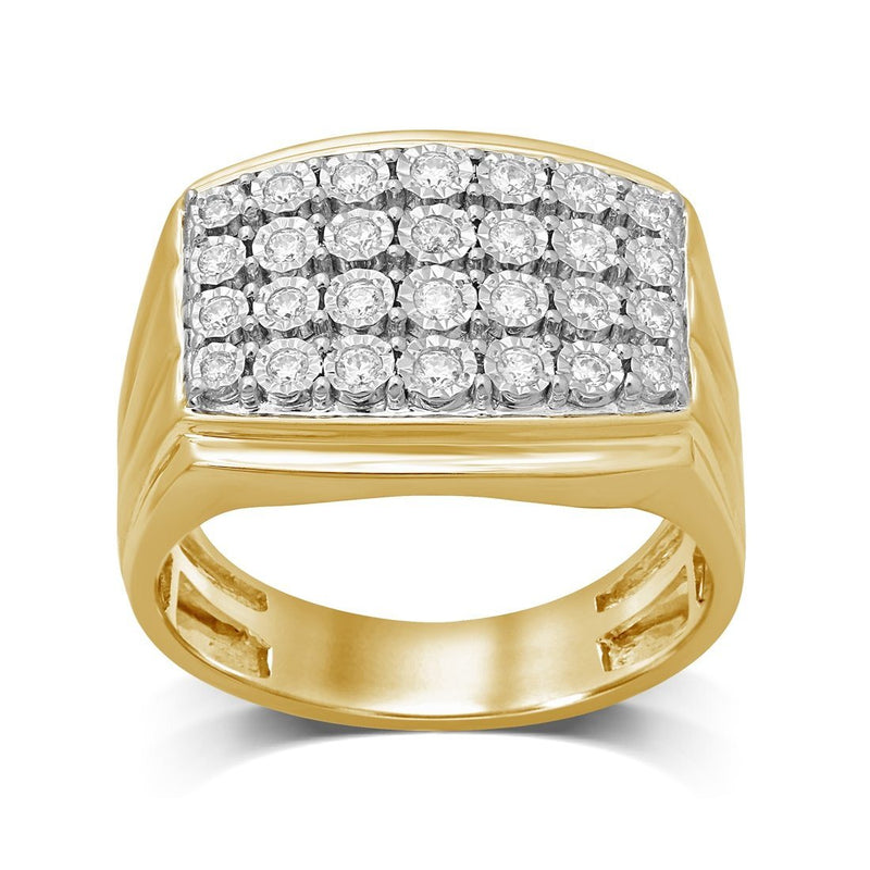 Mens Ring with 1/2ct of Diamonds in 9ct Yellow Gold Rings Bevilles 