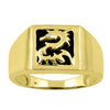 Men's Diamond Set Dragon Onyx Ring in 9ct Yellow Gold Rings Bevilles 