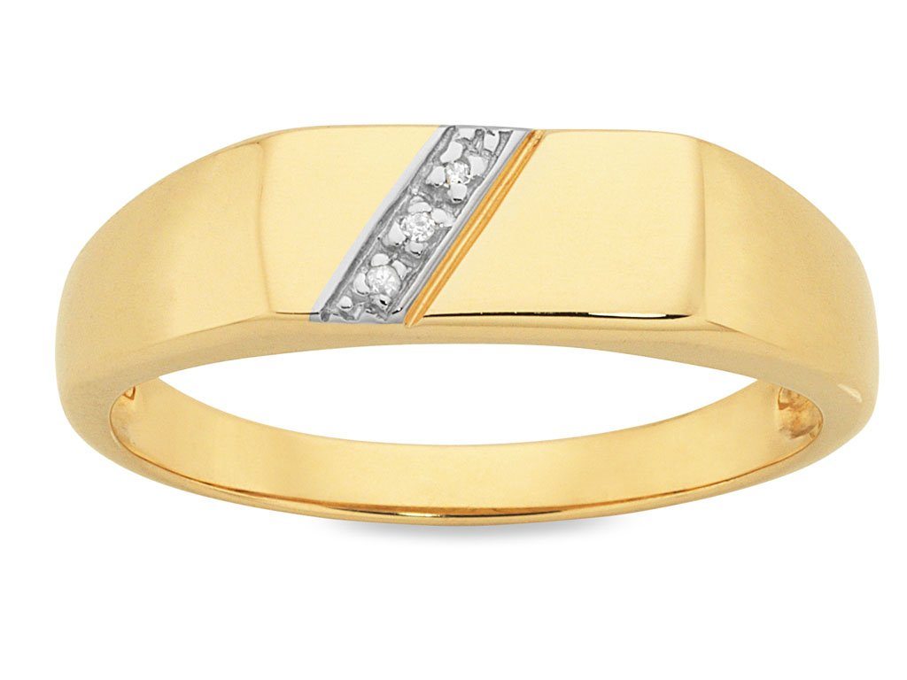 Men's Diamond Set Ring in 9ct Yellow Gold Rings Bevilles 