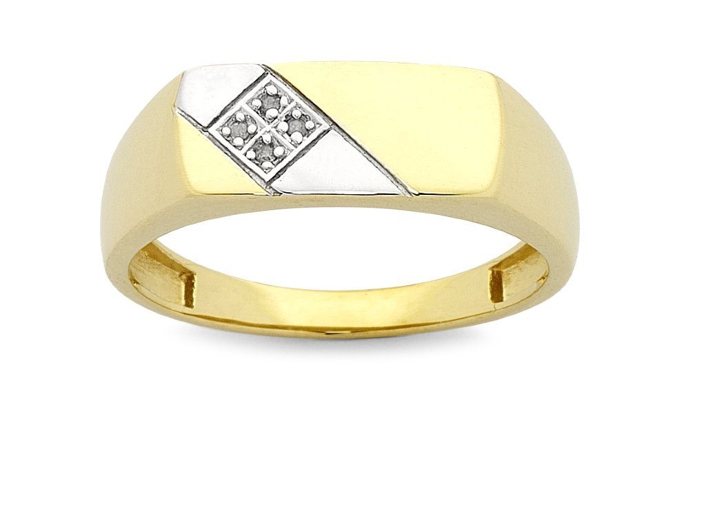 Men's Diamond Set Tablet Ring in 9ct Yellow Gold Rings Bevilles 