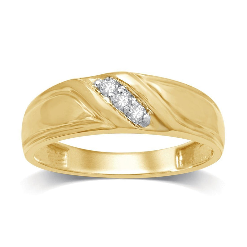 9ct Yellow Gold 0.10ct Diamond Mens Ring Rings Bevilles 