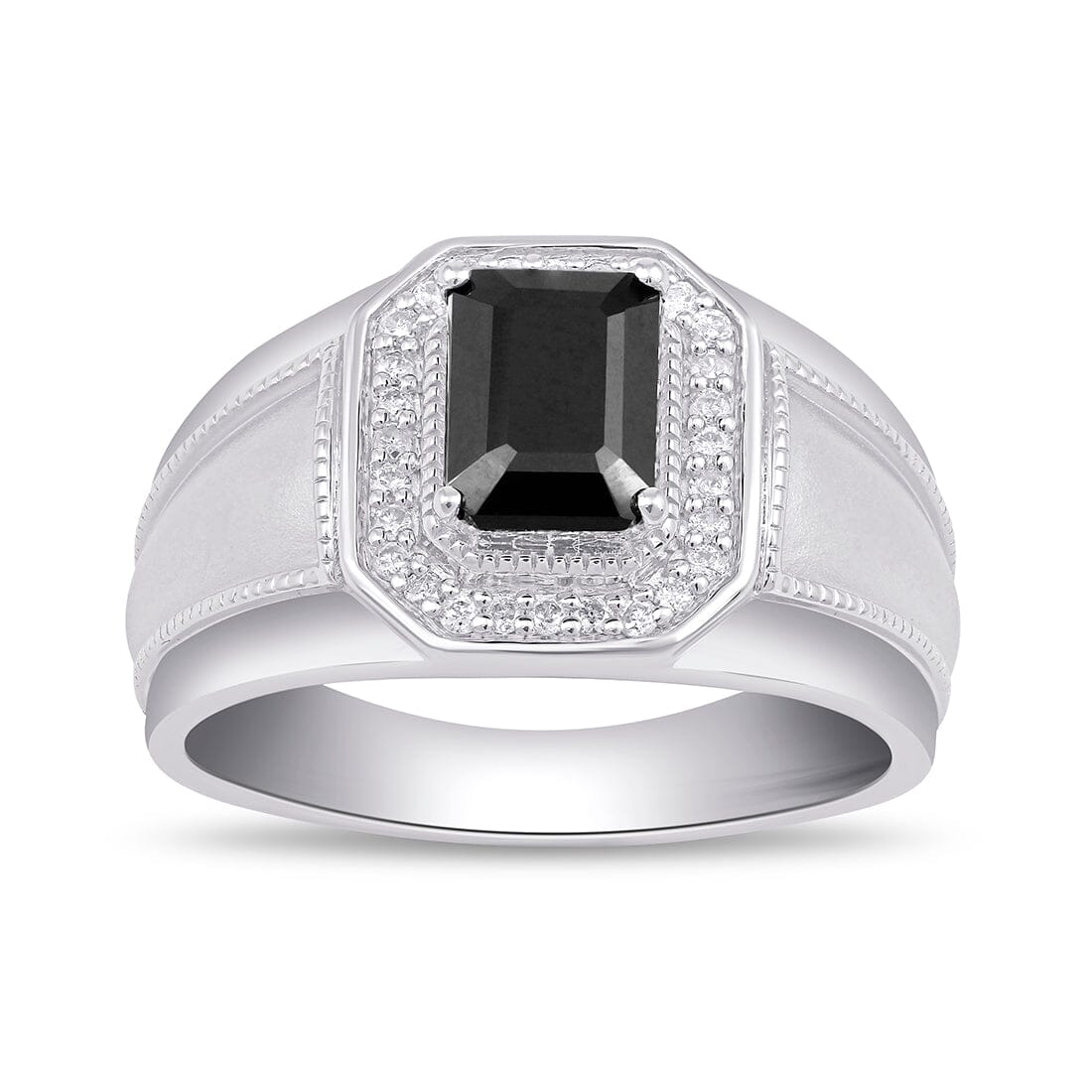 Stanton Made For Men Emerald Cut Onyx Ring with 1/5ct of Diamonds in Sterling Silver Rings Bevilles 