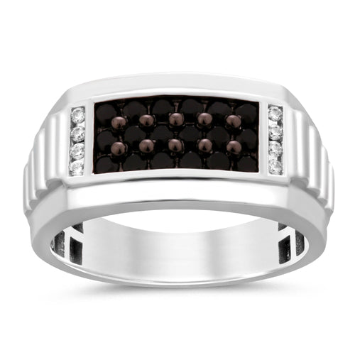 Sterling Silver 0.75ct Diamond Three Row Ring Rings Bevilles 